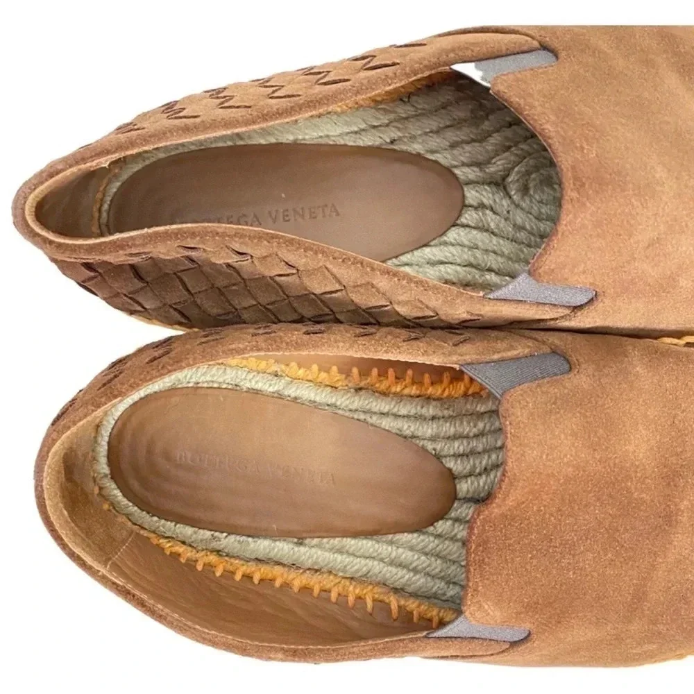 Bottega Veneta Intrecciato Suede Woven Espadrilles Mens 38 = US 5 Warm Tan EUC